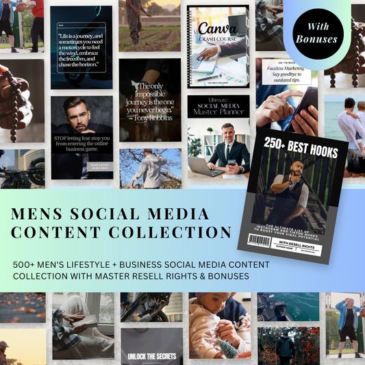 Mens Social Media Content Collection | Master Resell Rights  | Bundle  | PLR  | MRR