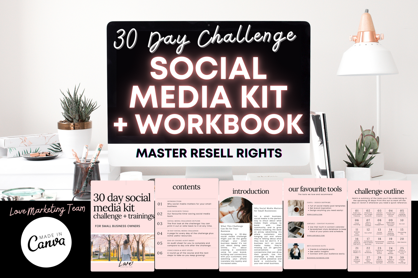 30 Day Social Media Kit Challenge + Workbook (72 pages)