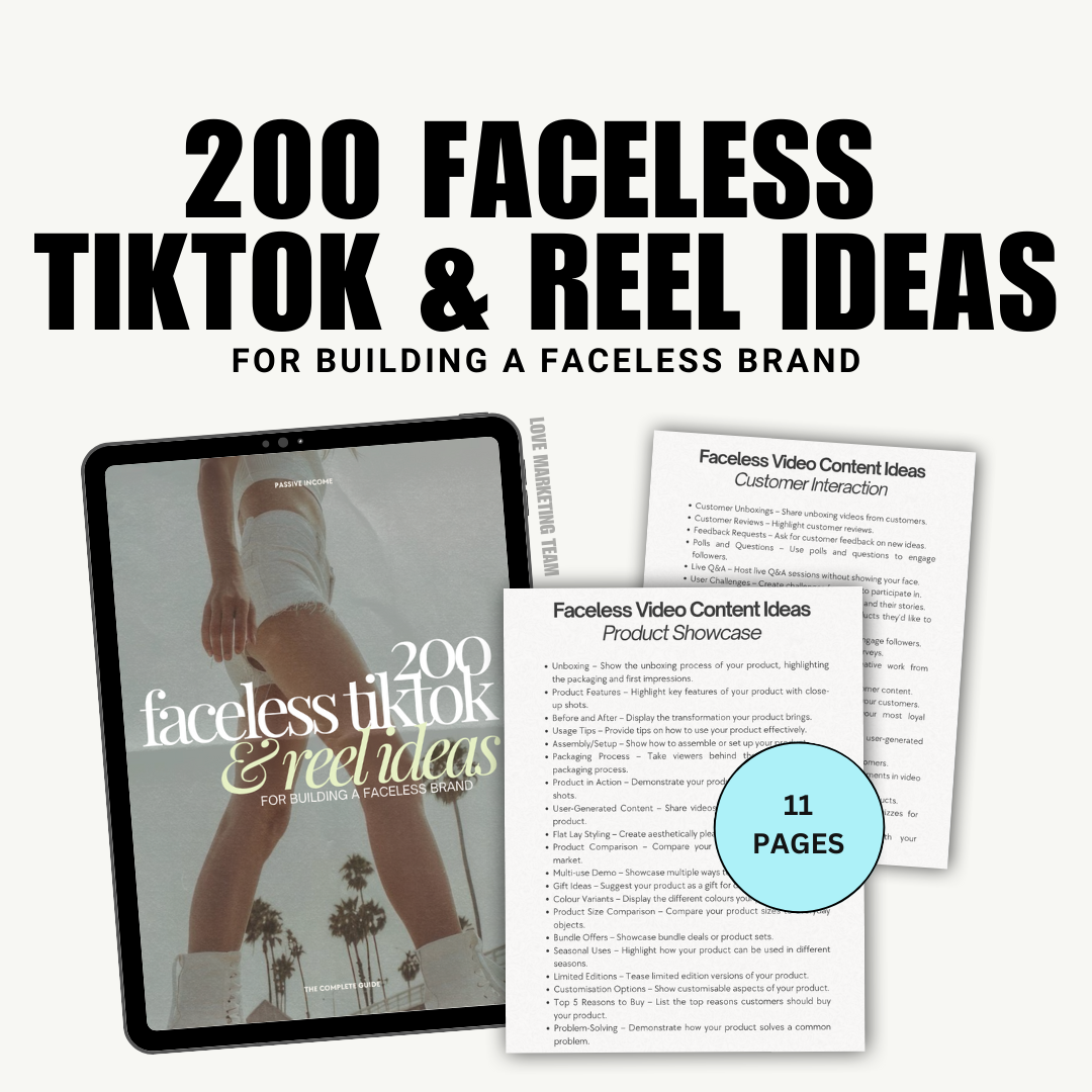 200 Faceless TikTok & Insta Reel Ideas | MRR | Master Resell Rights