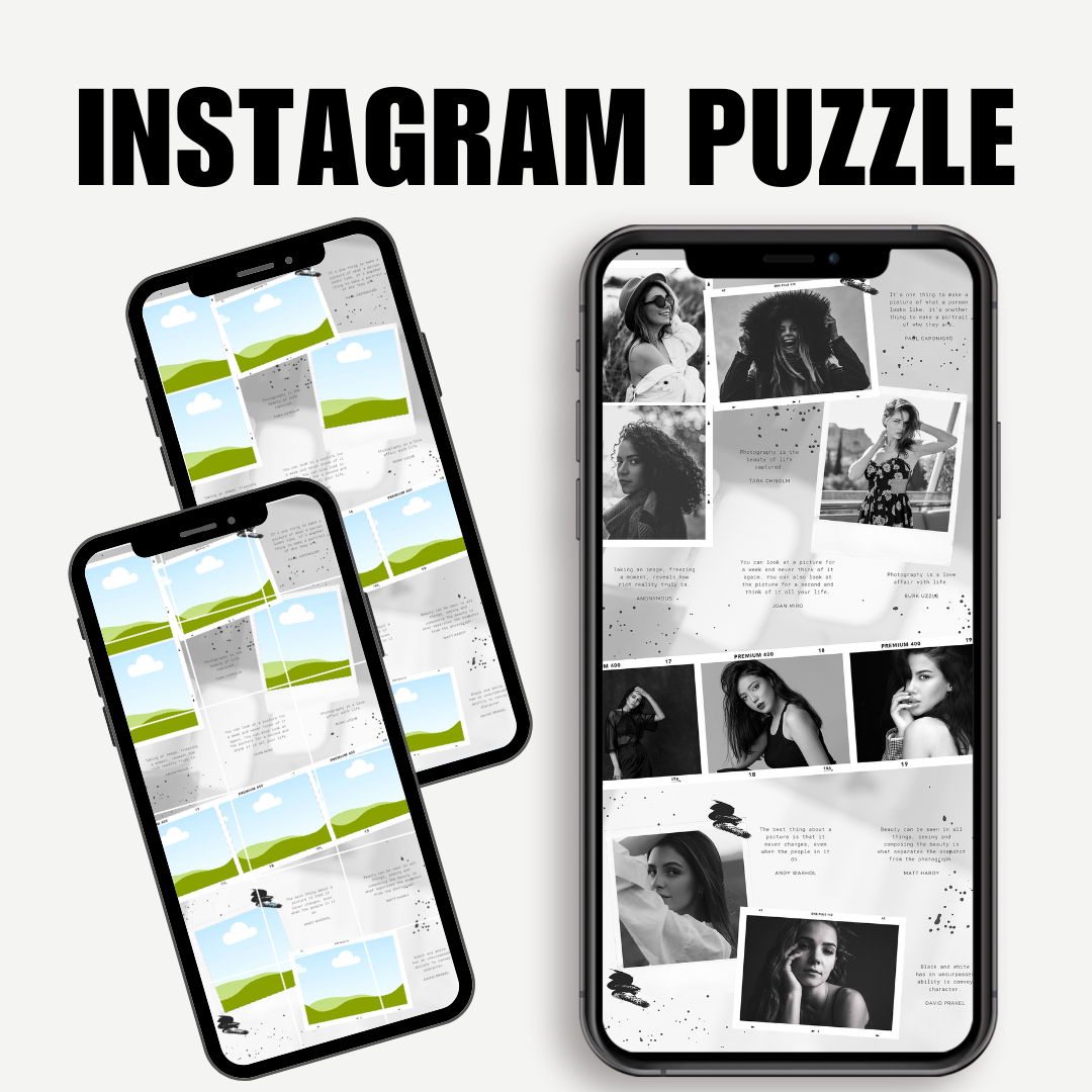 SOCIAL MEDIA | B&W CANVA INSTAGRAM PUZZLE GRID