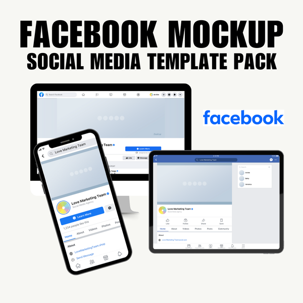SOCIAL MEDIA FACEBOOK MOCKUP Canva Template Love Marketing Team