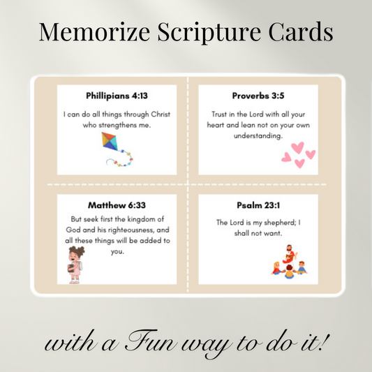 Memorizing Scriptures | 60 Scripture Cards | Faith | Kids