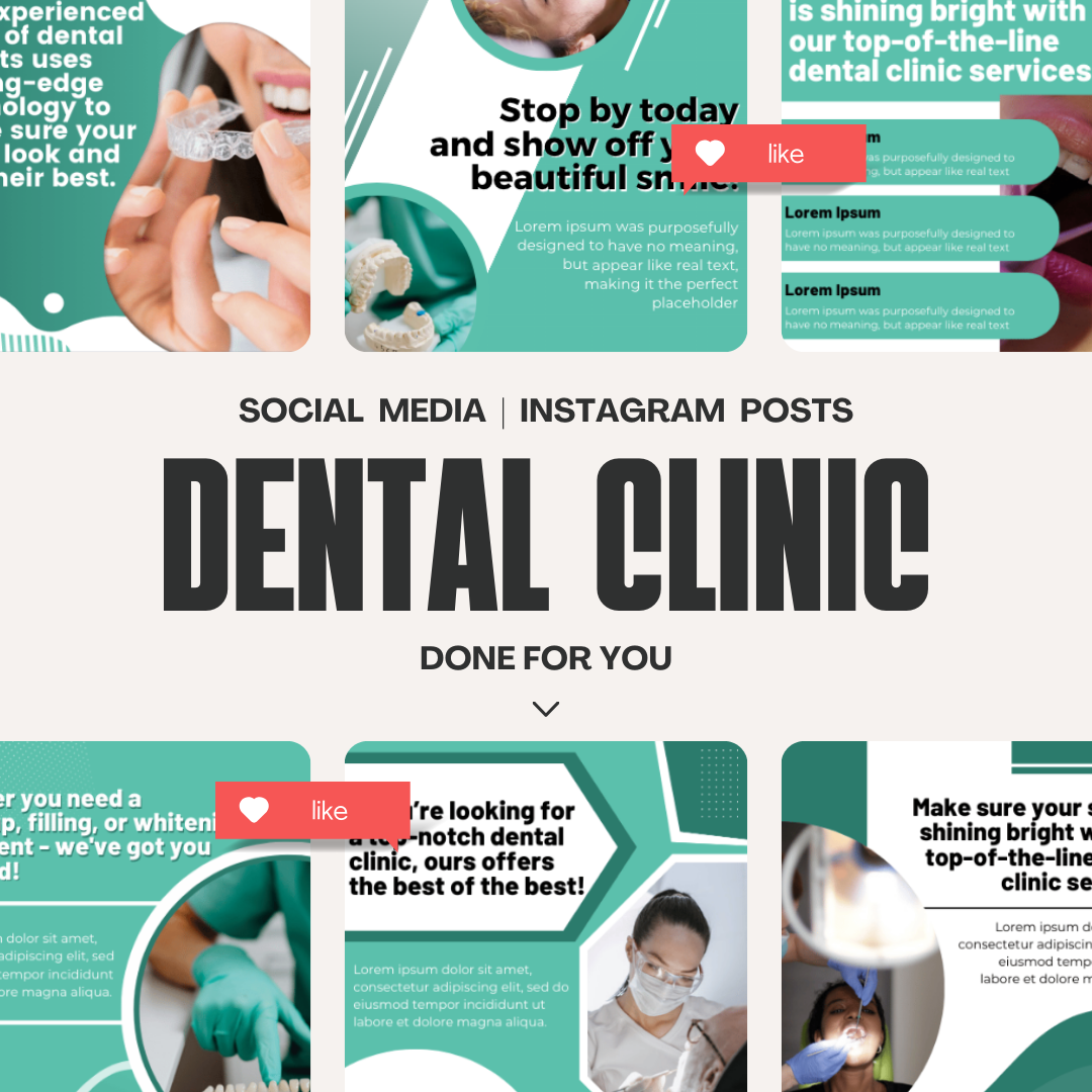 HEALTH | Dental Clinic Instagram Template | Dentist Social Media Content | 51 Social Posts