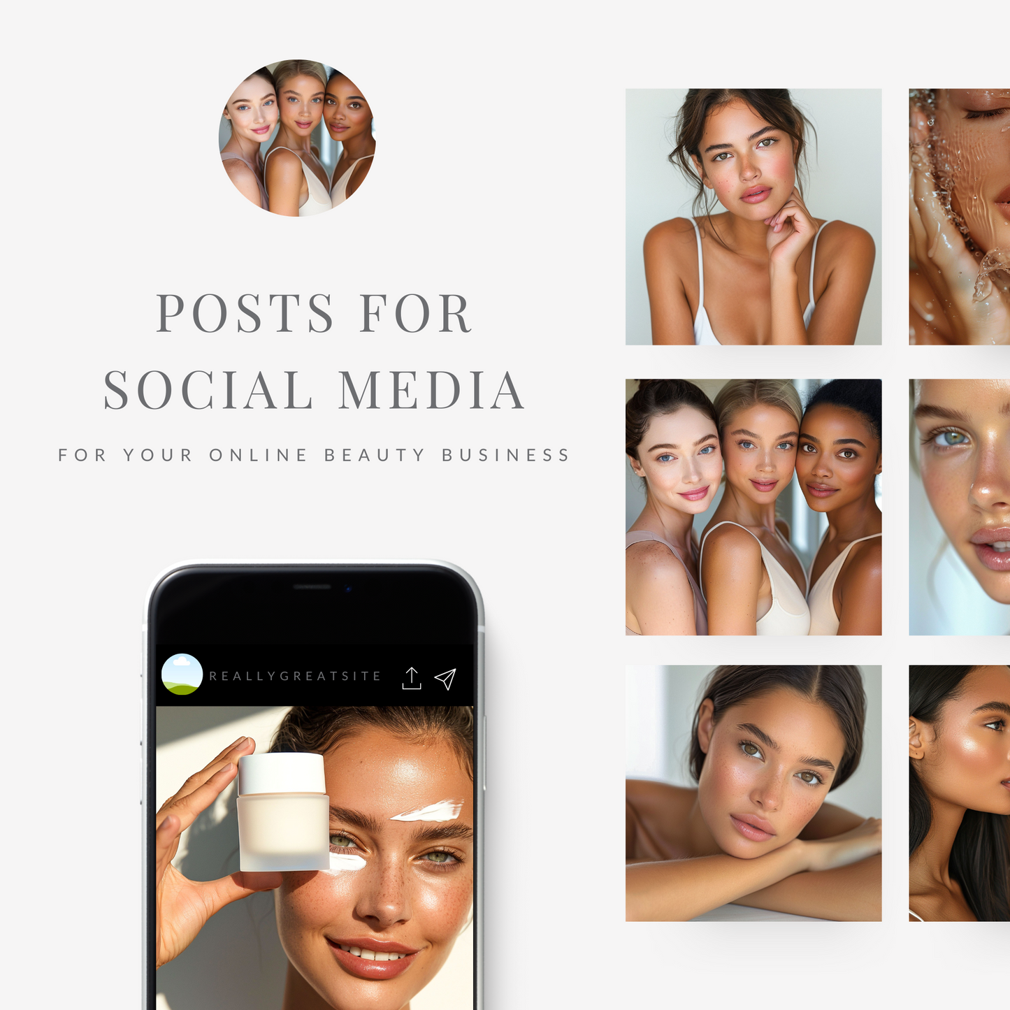 160 Beauty Biz Images (80 Story size + 80 Square Post size)