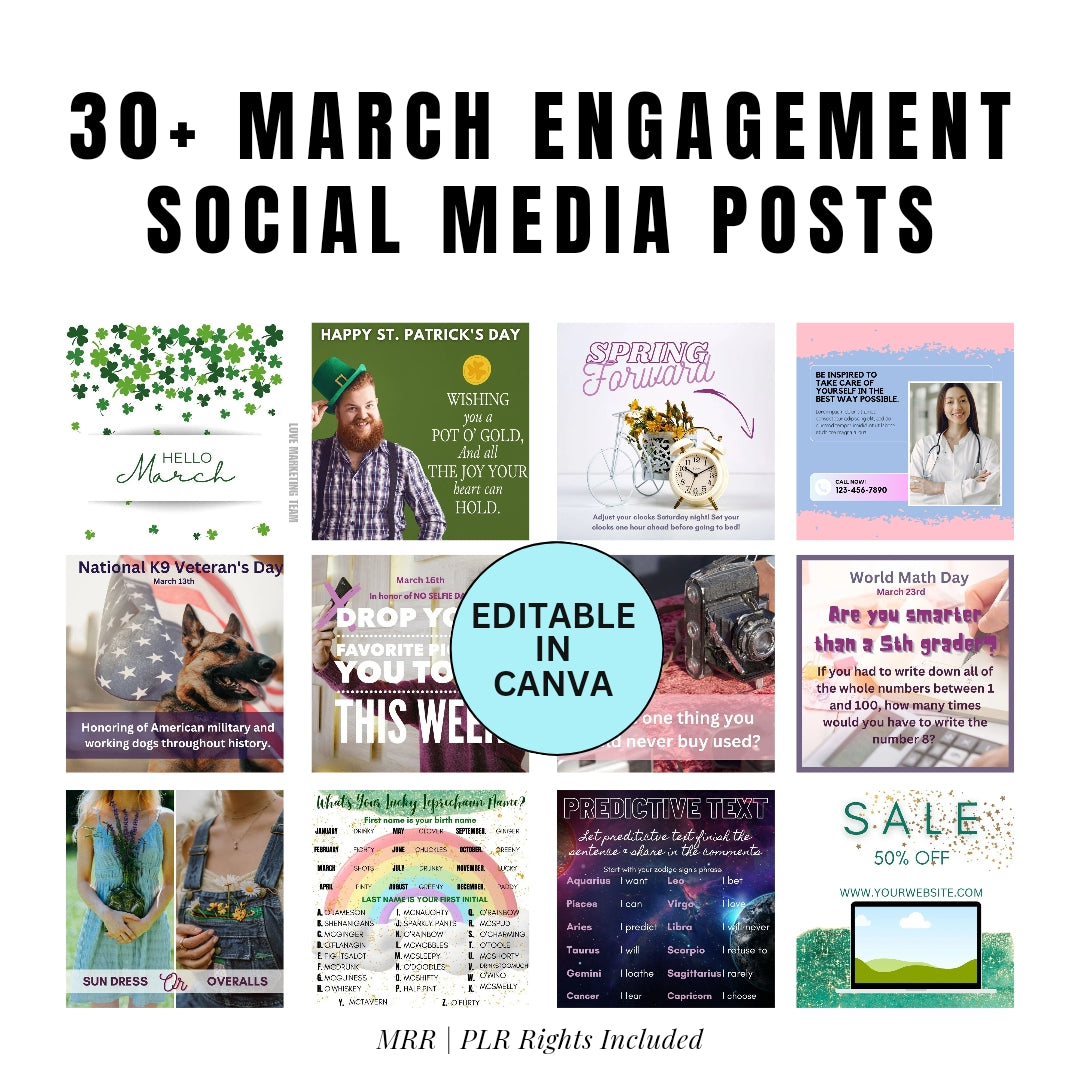 SOCIAL MEDIA | 30+ March Engagement Social Media Post