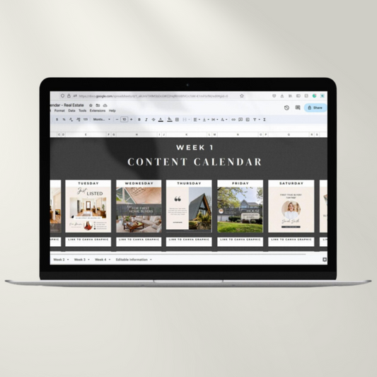 Real Estate | Content Calendar | Editable in Canva