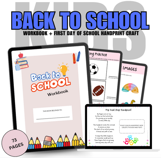 KIDS | Back to School Workbook + First Day of School Handprint Craft