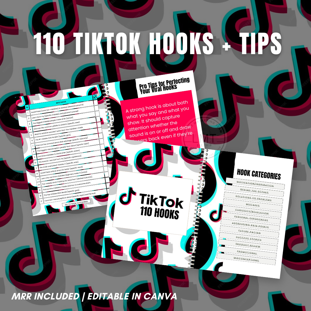 TikTok | 110 Hooks + Tips | MRR