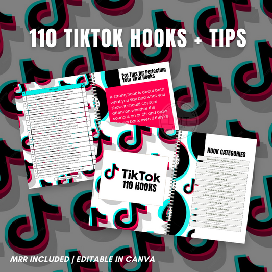 TikTok | 110 Hooks + Tips | MRR