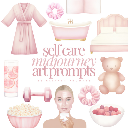 Midjourney AI | Self Care Art Prompts | 38 clipart prompts | MRR/PLR