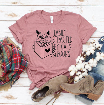 T-SHIRT | Easily Distracted By Cats & Books