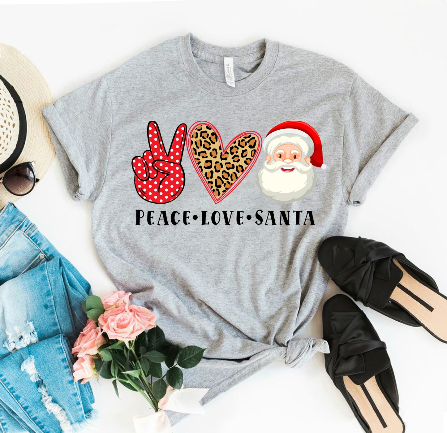 T-SHIRT | Peace Love Santa Christmas