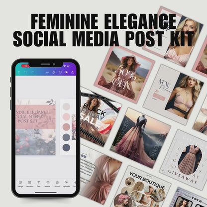 SOCIAL MEDIA | FEMININE ELEGANCE SOCIAL MEDIA POST KIT | Canva Template