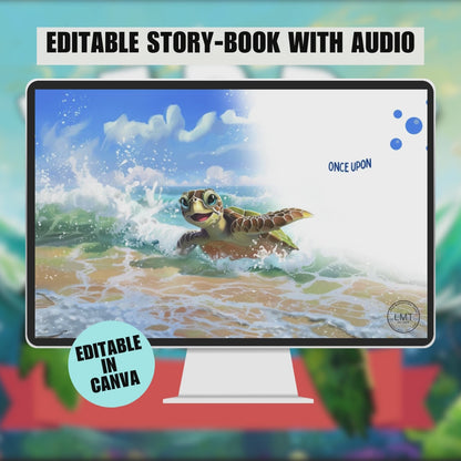 KIDS | "Terry the Turtle's Ocean Adventure" | Editable Story-book with Audio | Canva Free