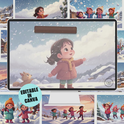 KIDS | "Snowy Fun" | Editable Story-book with Audio | Canva Free