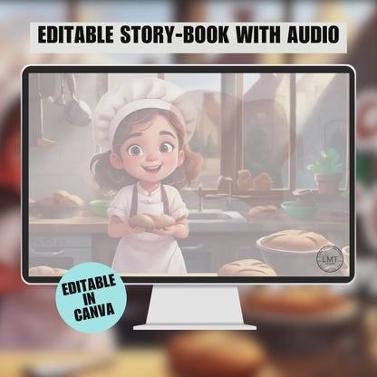 KIDS | "Hawwa's Bakery Dream" | Editable Story-book with Audio | Canva Free