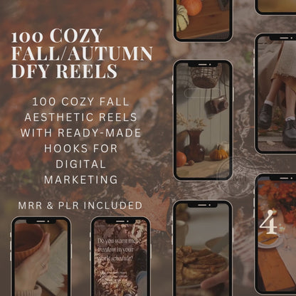 100 cozy fall/autumn dfy reels | MRR & PLR