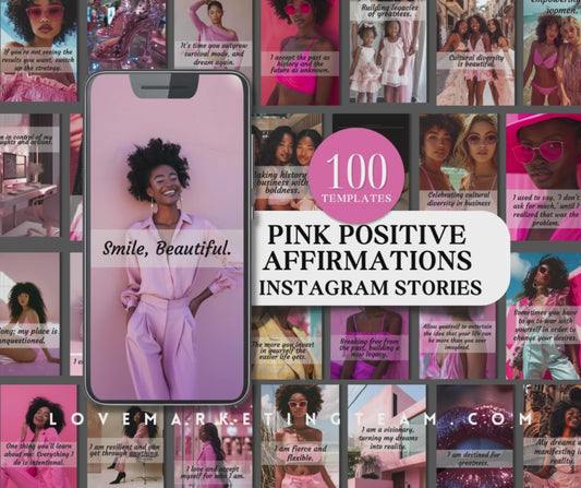 100 Pink Positive Affirmations Instagram Stories